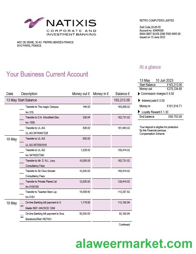 Algeria Natixis Algerie bank proof of address bank statement template in Word and PDF format